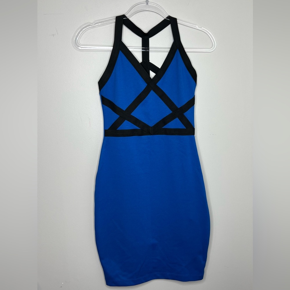 Nicki Minaj bandage bodycon stretch dress. Blue/Black. Mini dress. Size small. - Picture 1 of 3